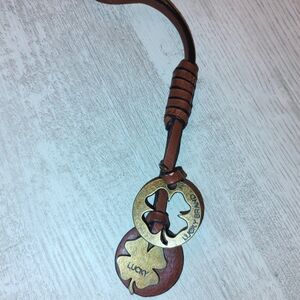 Lucky Brand Tan Leather Key Holder with Gold Accents